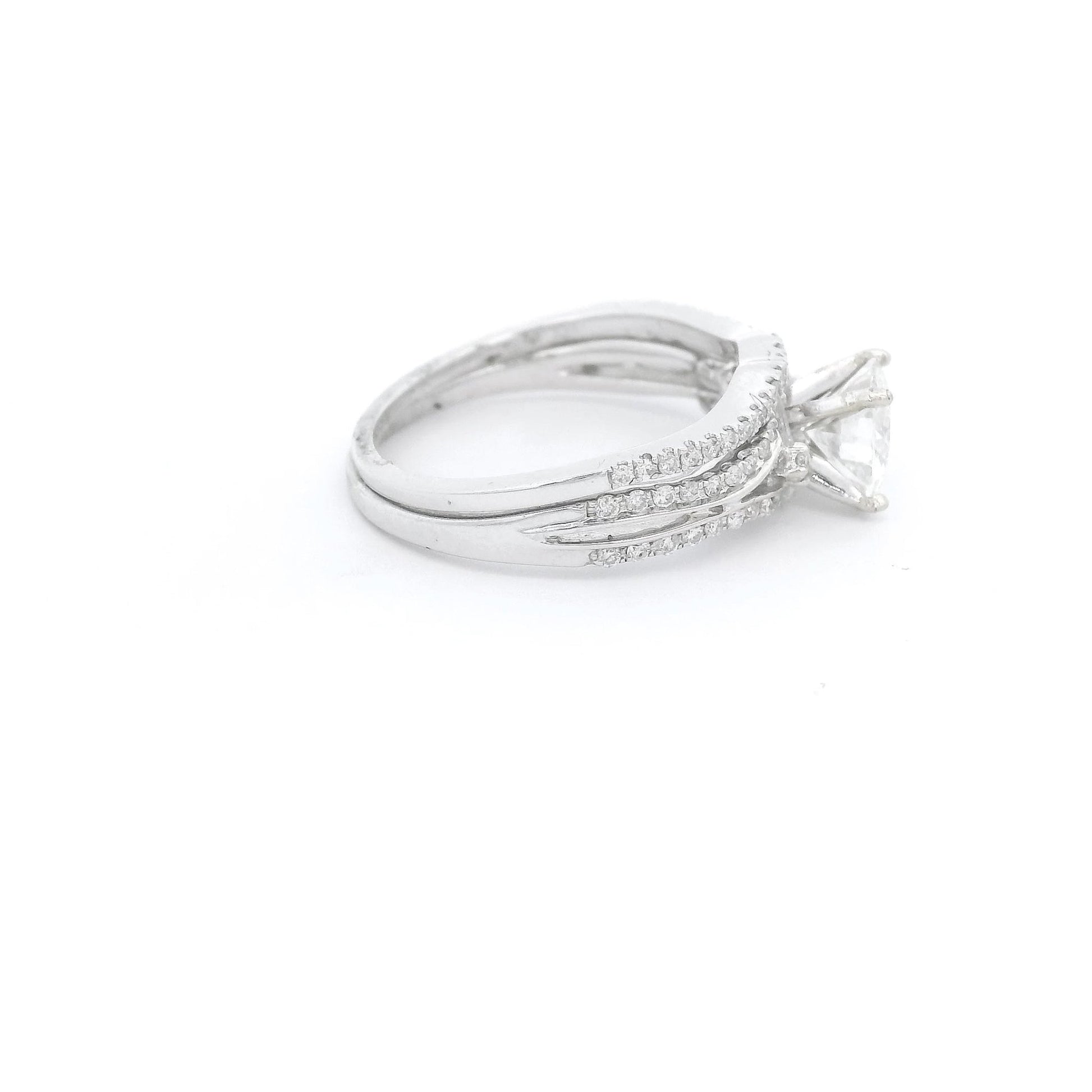 Round Brilliant Cut Diamond Bridal Ring with Matching Wedding Band - Forever Rox Fine Jewelry