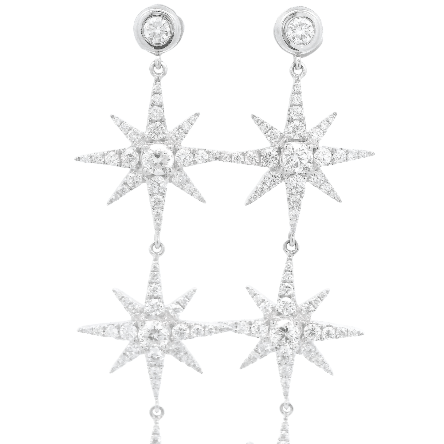 Round Brilliant Cut Diamond Three Star Dangles - Forever Rox