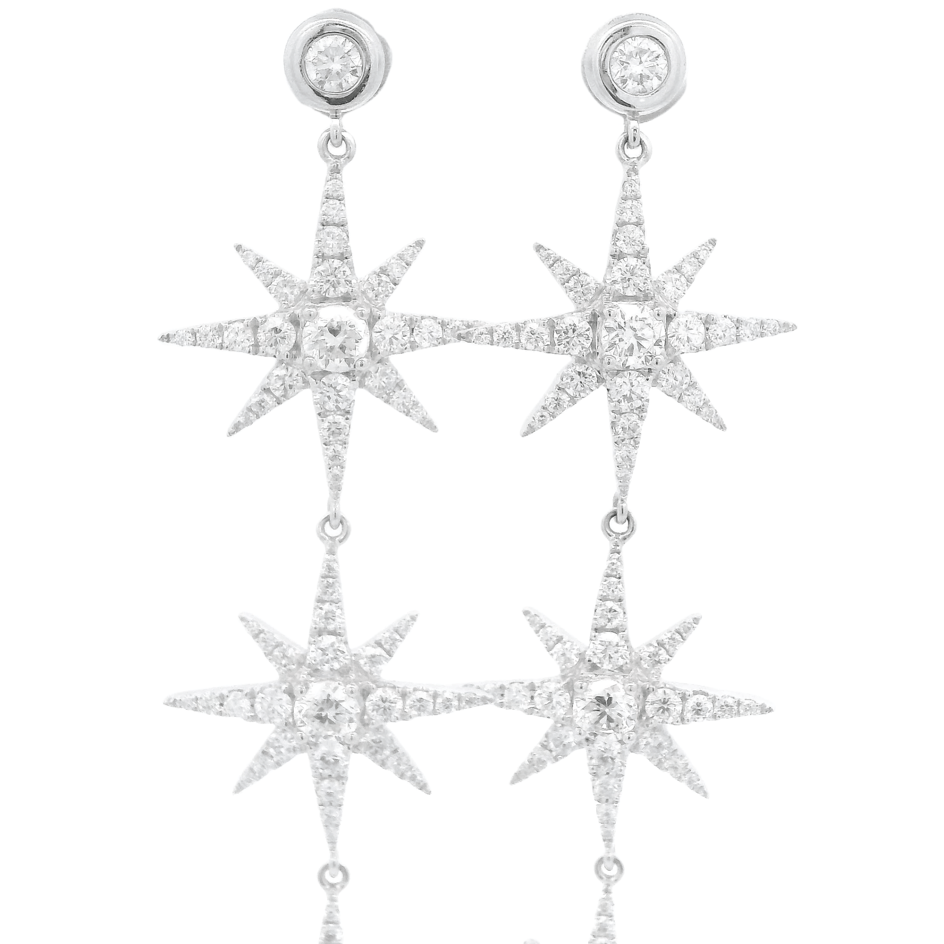 Round Brilliant Cut Diamond Three Star Dangles - Forever Rox