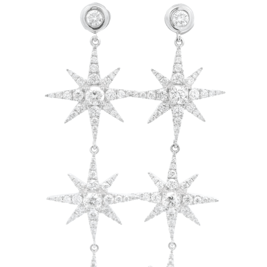 Round Brilliant Cut Diamond Three Star Dangles - Forever Rox