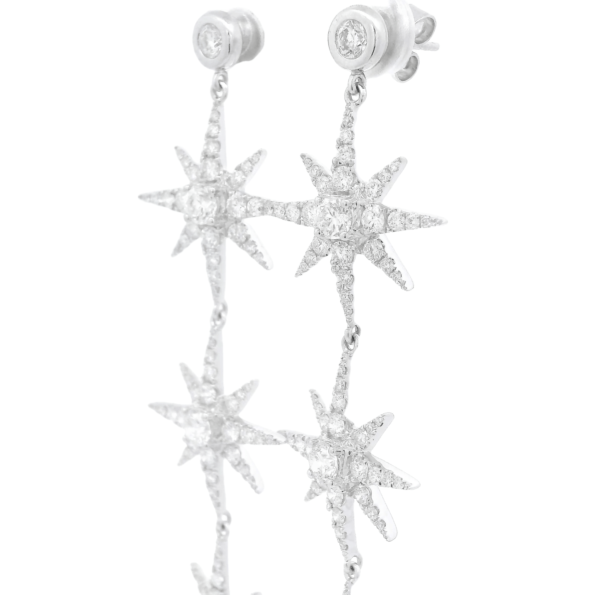 Round Brilliant Cut Diamond Three Star Dangles - Forever Rox