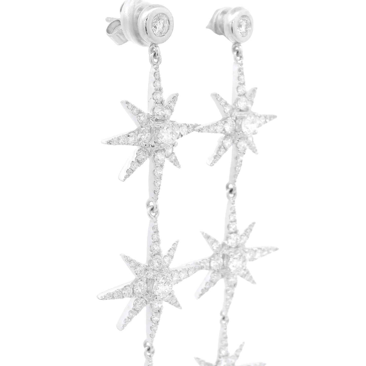 Round Brilliant Cut Diamond Three Star Dangles - Forever Rox