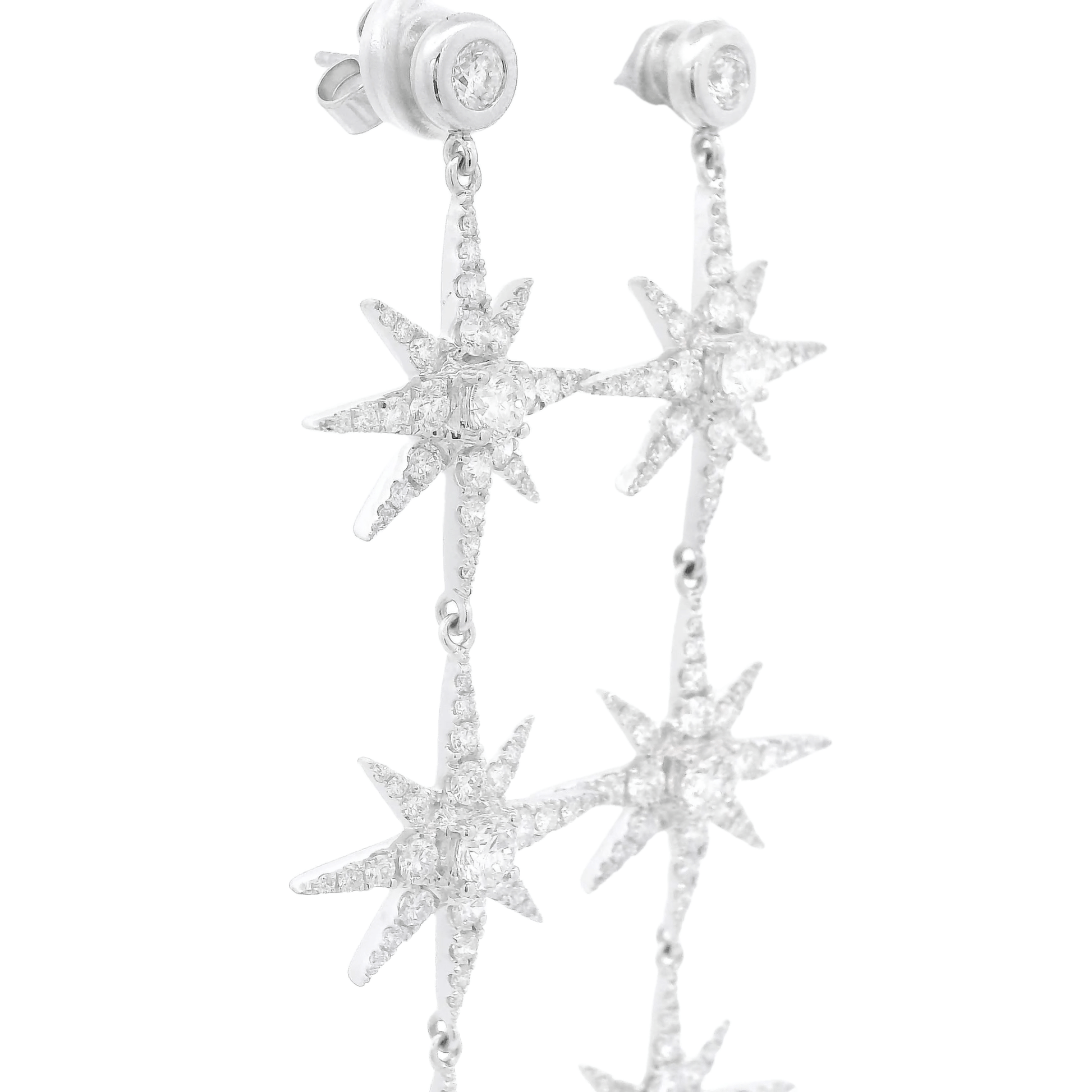 Round Brilliant Cut Diamond Three Star Dangles - Forever Rox