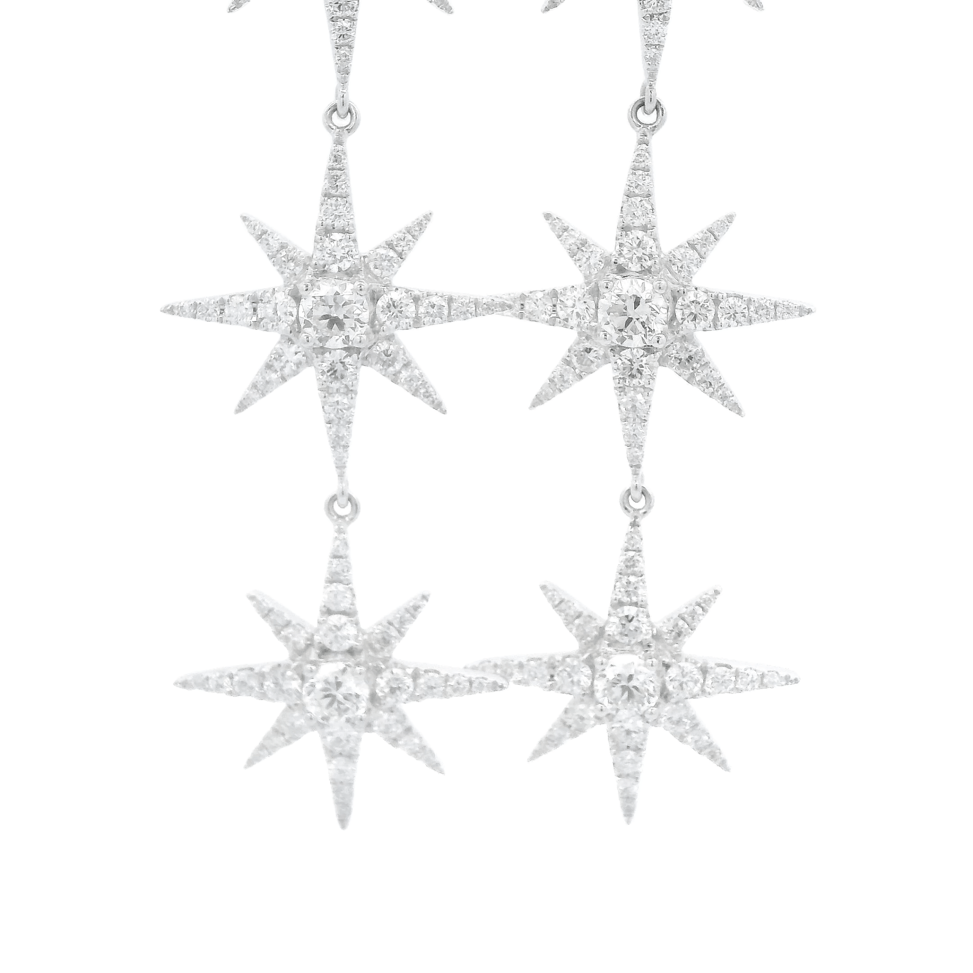 Round Brilliant Cut Diamond Three Star Dangles - Forever Rox