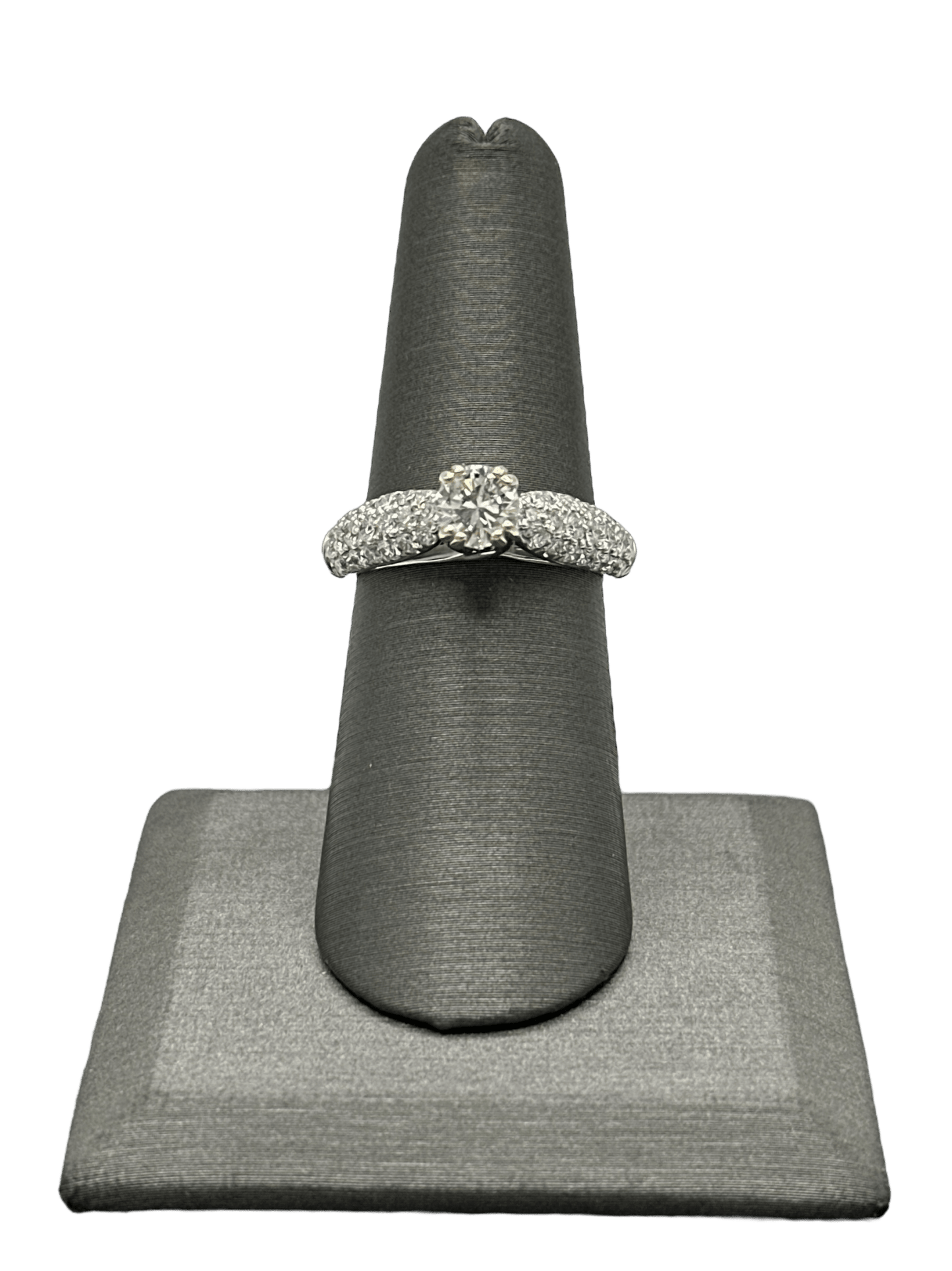 Round Brilliant Cut Diamond With Pavé Set Diamonds Down Shank - Forever Rox