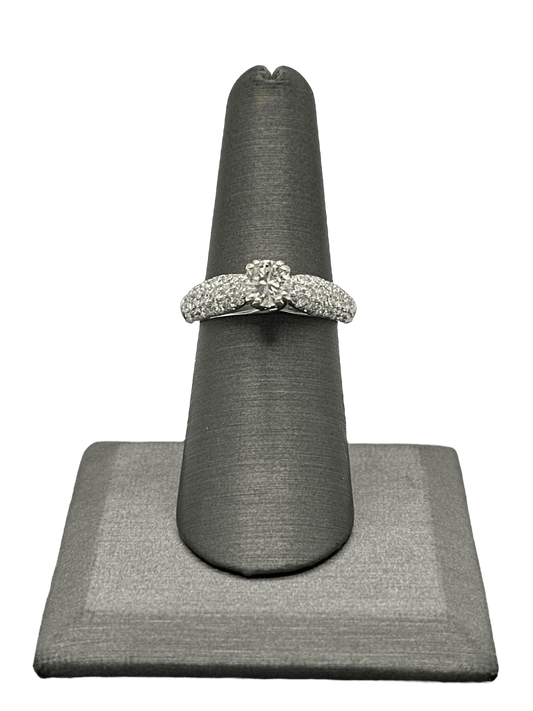 Round Brilliant Cut Diamond With Pavé Set Diamonds Down Shank - Forever Rox