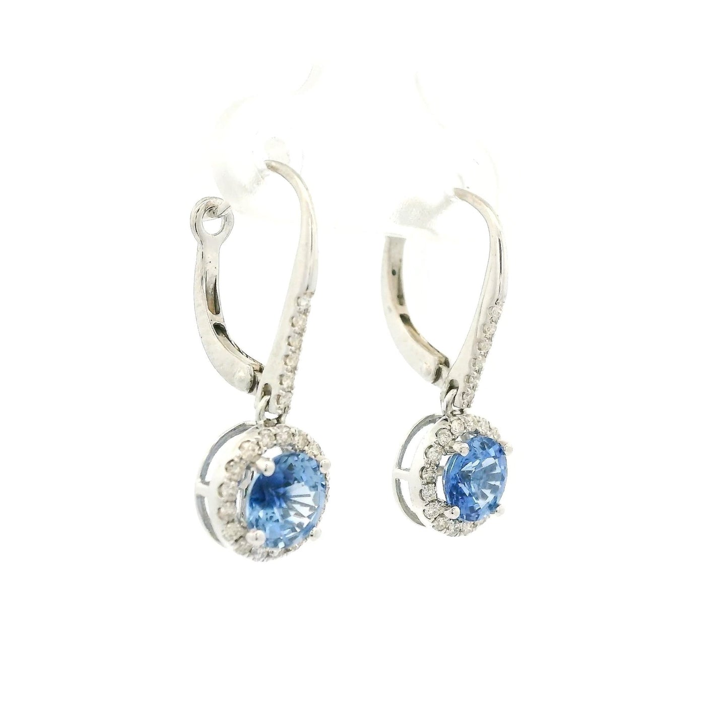 Round Ceylon Sapphire & Diamond Dangle Earrings - Forever Rox