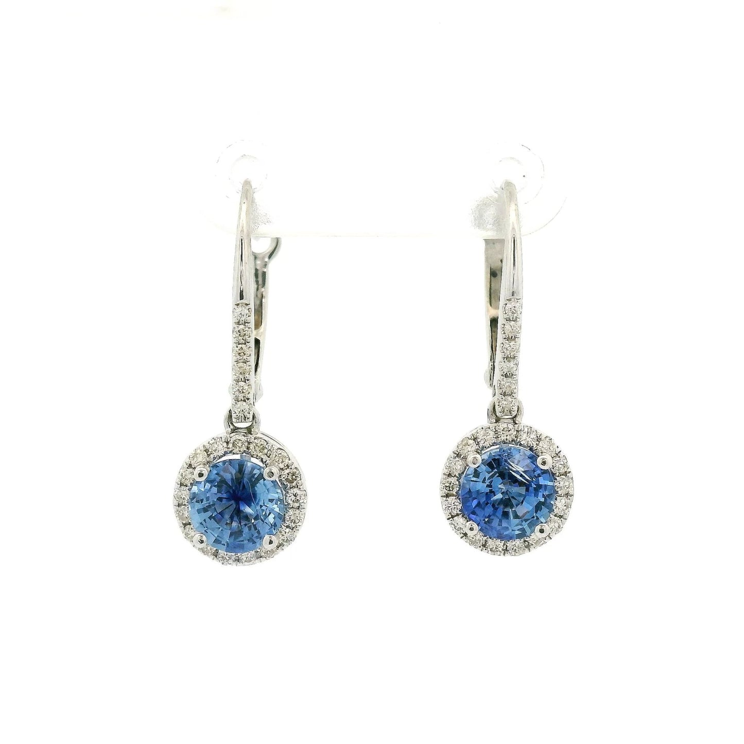 Round Ceylon Sapphire & Diamond Dangle Earrings - Forever Rox