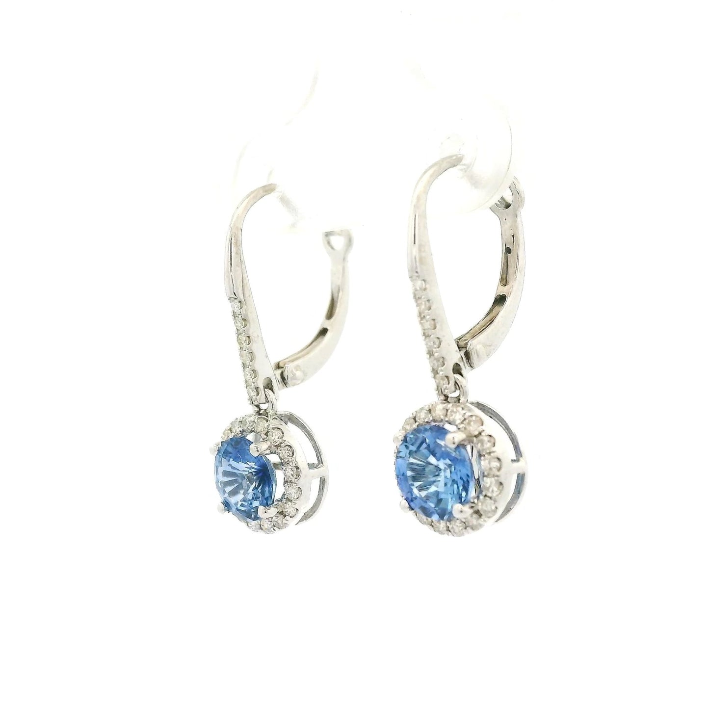 Round Ceylon Sapphire & Diamond Dangle Earrings - Forever Rox