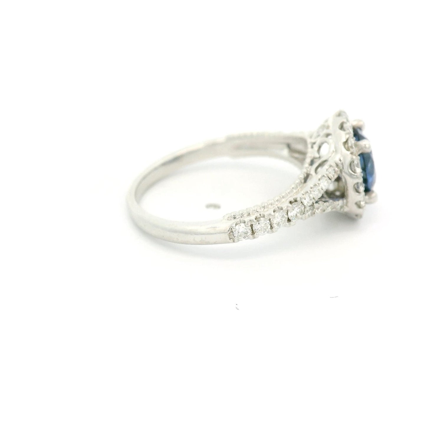 Round Cut Blue Sapphire & Diamond Filigree Ring - Forever Rox