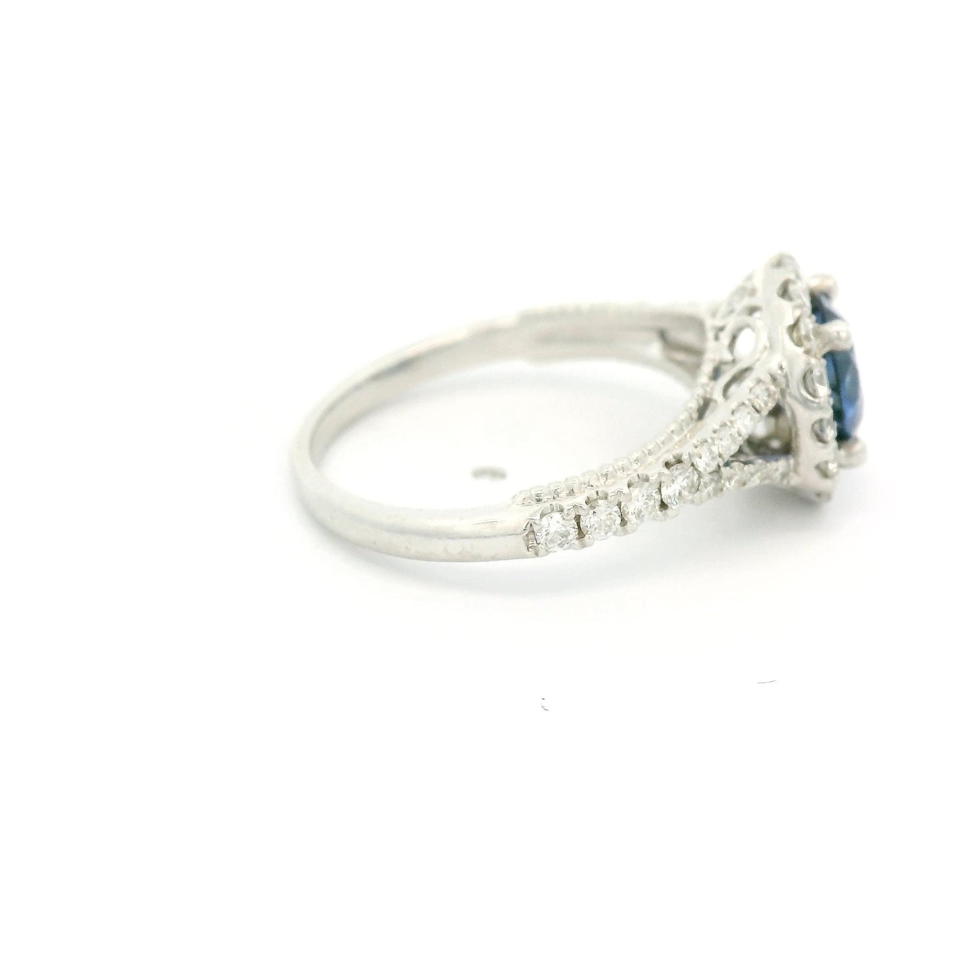 Round Cut Blue Sapphire & Diamond Filigree Ring - Forever Rox
