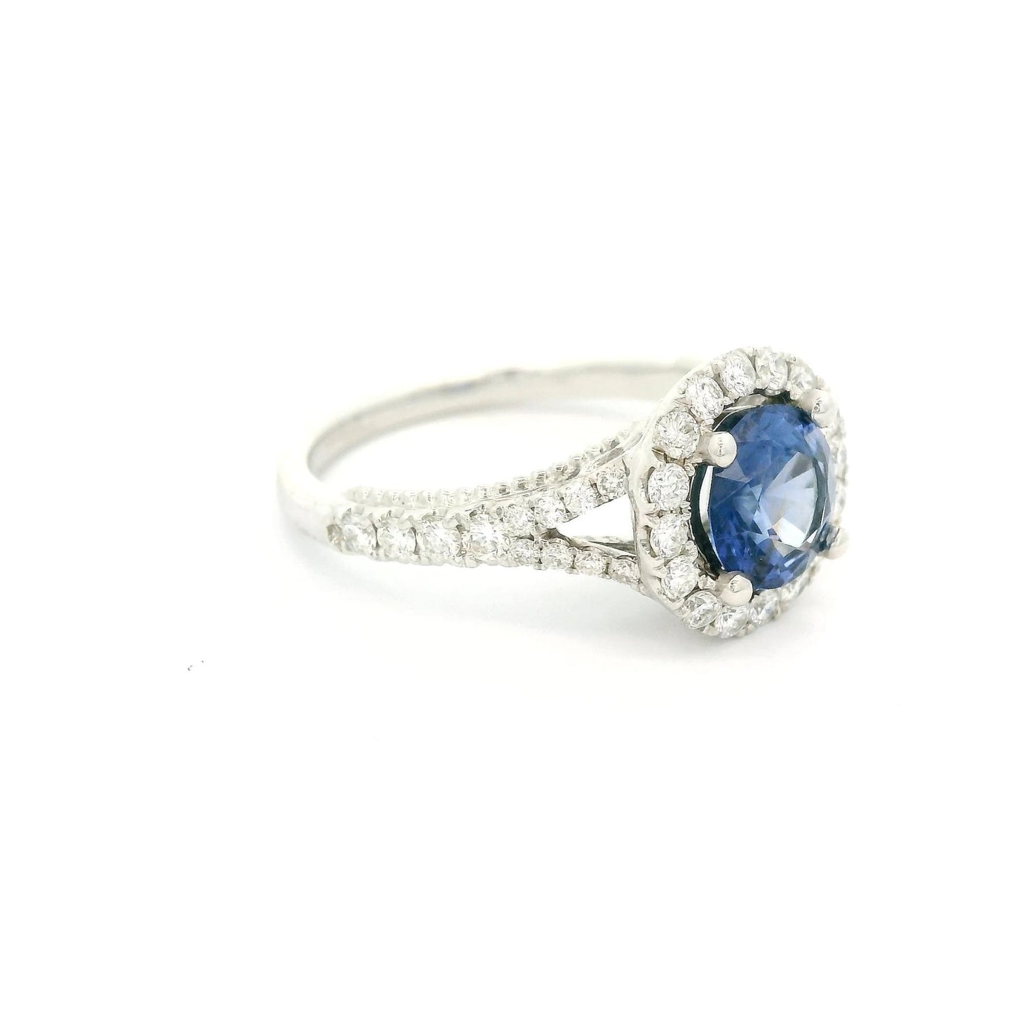 Round Cut Blue Sapphire & Diamond Filigree Ring - Forever Rox