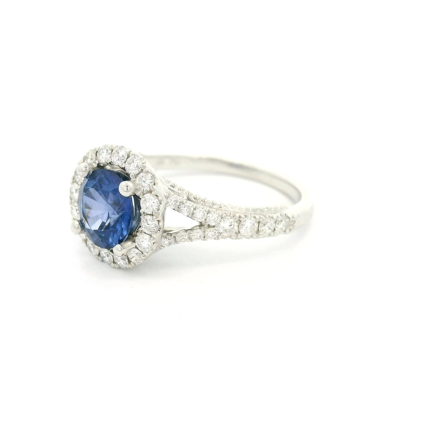 Round Cut Blue Sapphire & Diamond Filigree Ring - Forever Rox
