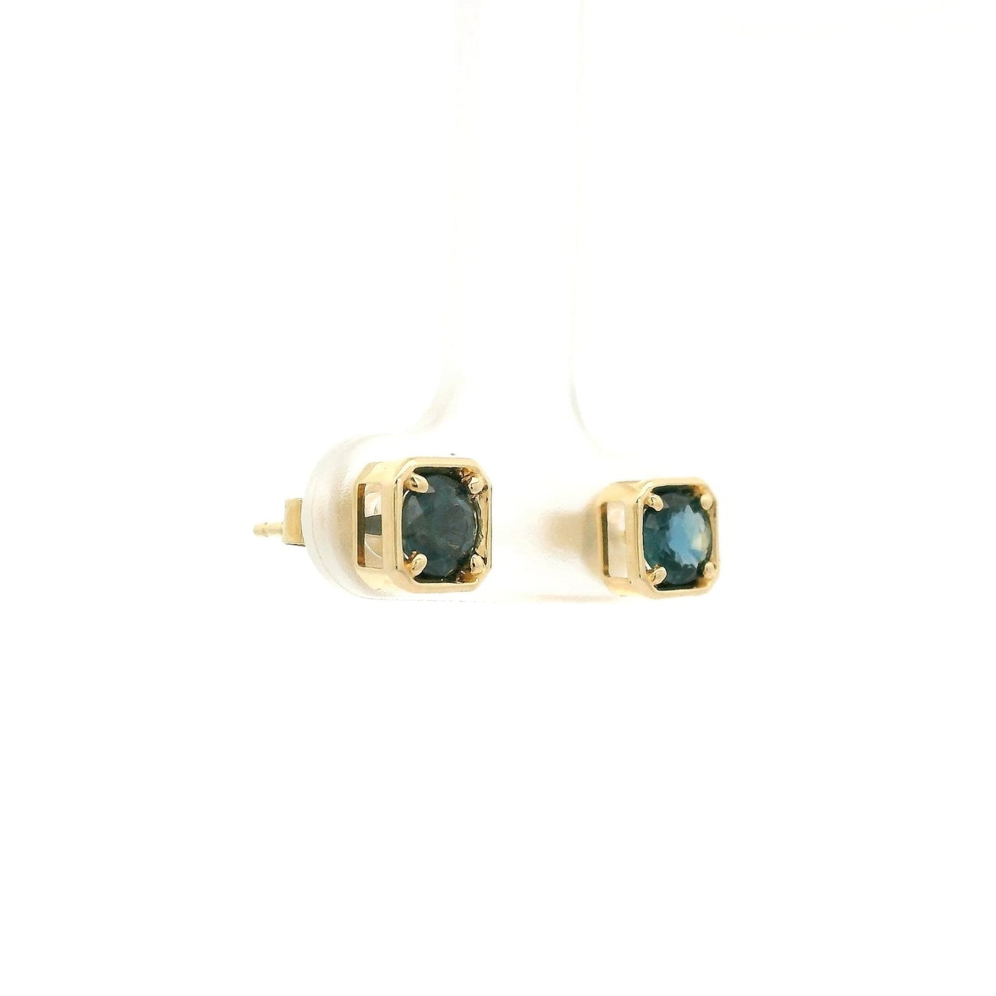 Round Cut Blue Sapphire Square Studs - Forever Rox Fine Jewelry