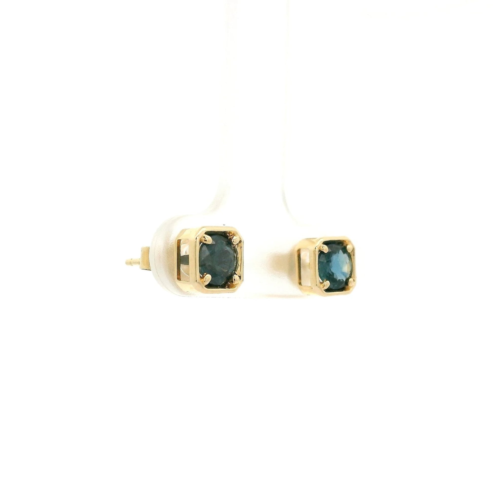 Round Cut Blue Sapphire Square Studs - Forever Rox Fine Jewelry