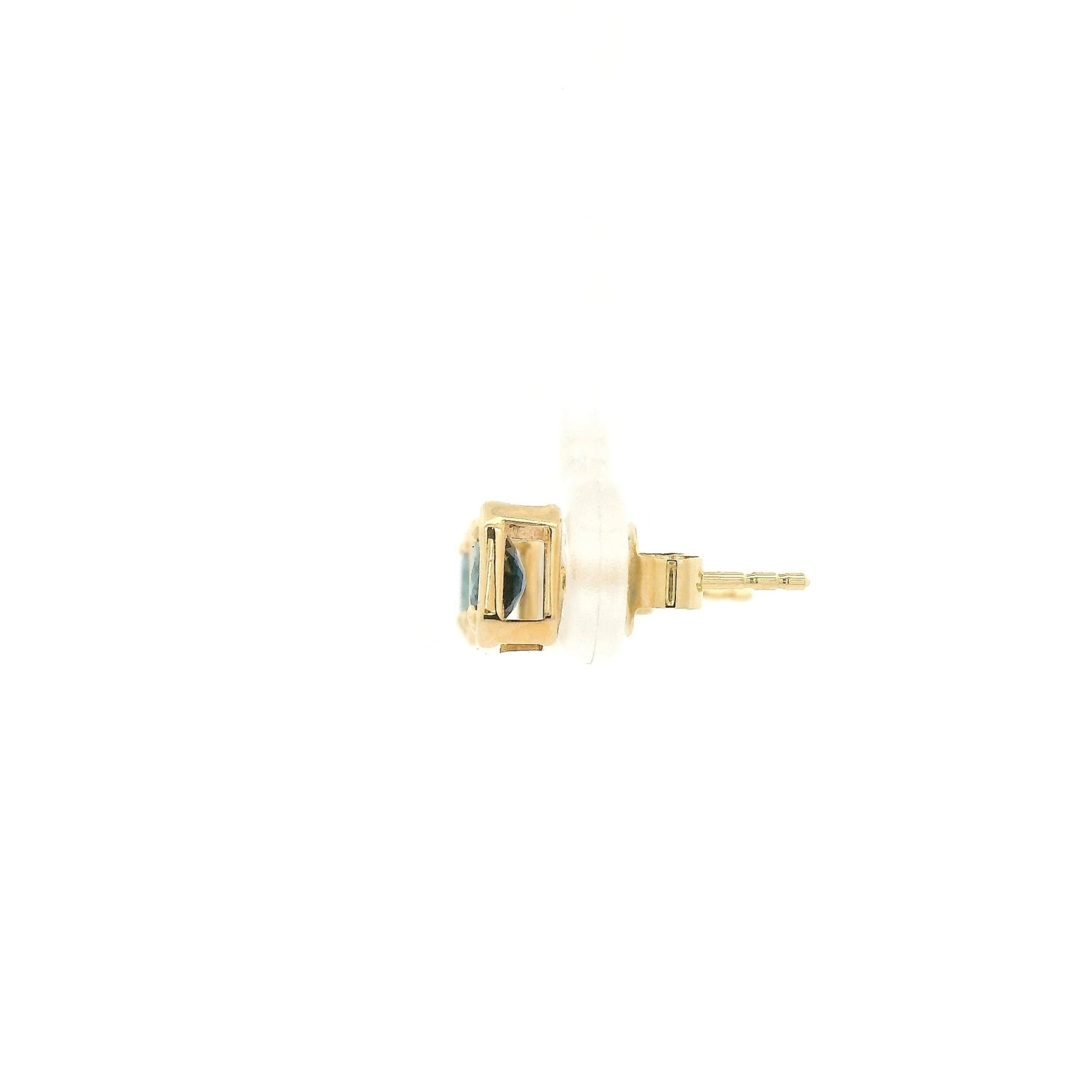 Round Cut Blue Sapphire Square Studs - Forever Rox Fine Jewelry