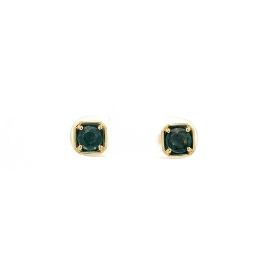 Round Cut Blue Sapphire Square Studs - Forever Rox Fine Jewelry