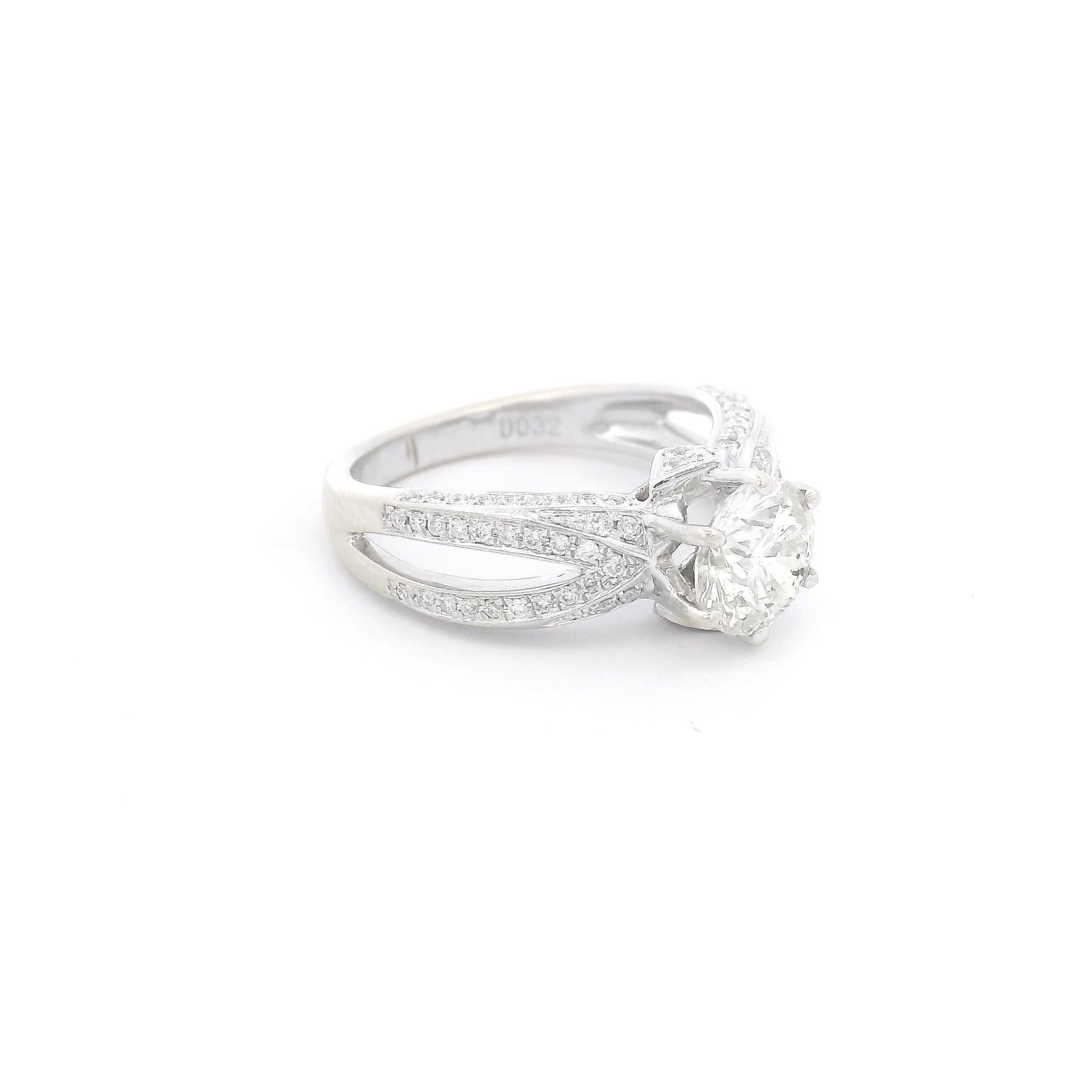 Round Cut Diamond Bridal Ring with Split Shank & Diamonds Down Each Side - Forever Rox Fine Jewelry