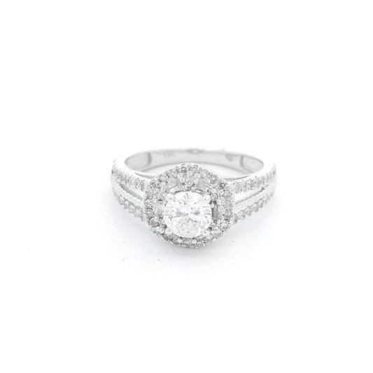 Round Cut Diamond Bridal Ring With Split Shank & Diamonds on Each Side - Forever Rox Fine Jewelry