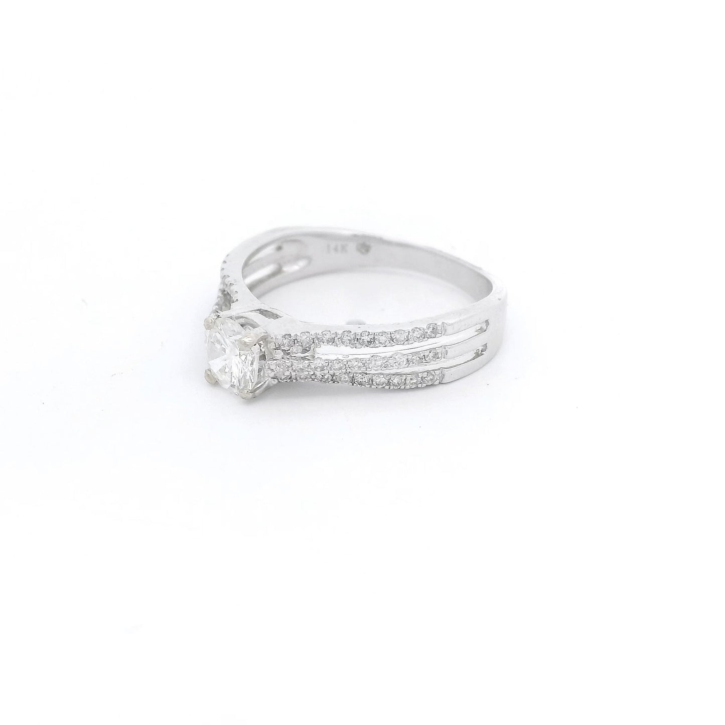 Round Cut Diamond Bridal Ring With Triple Split Shanks & Diamonds - Forever Rox Fine Jewelry