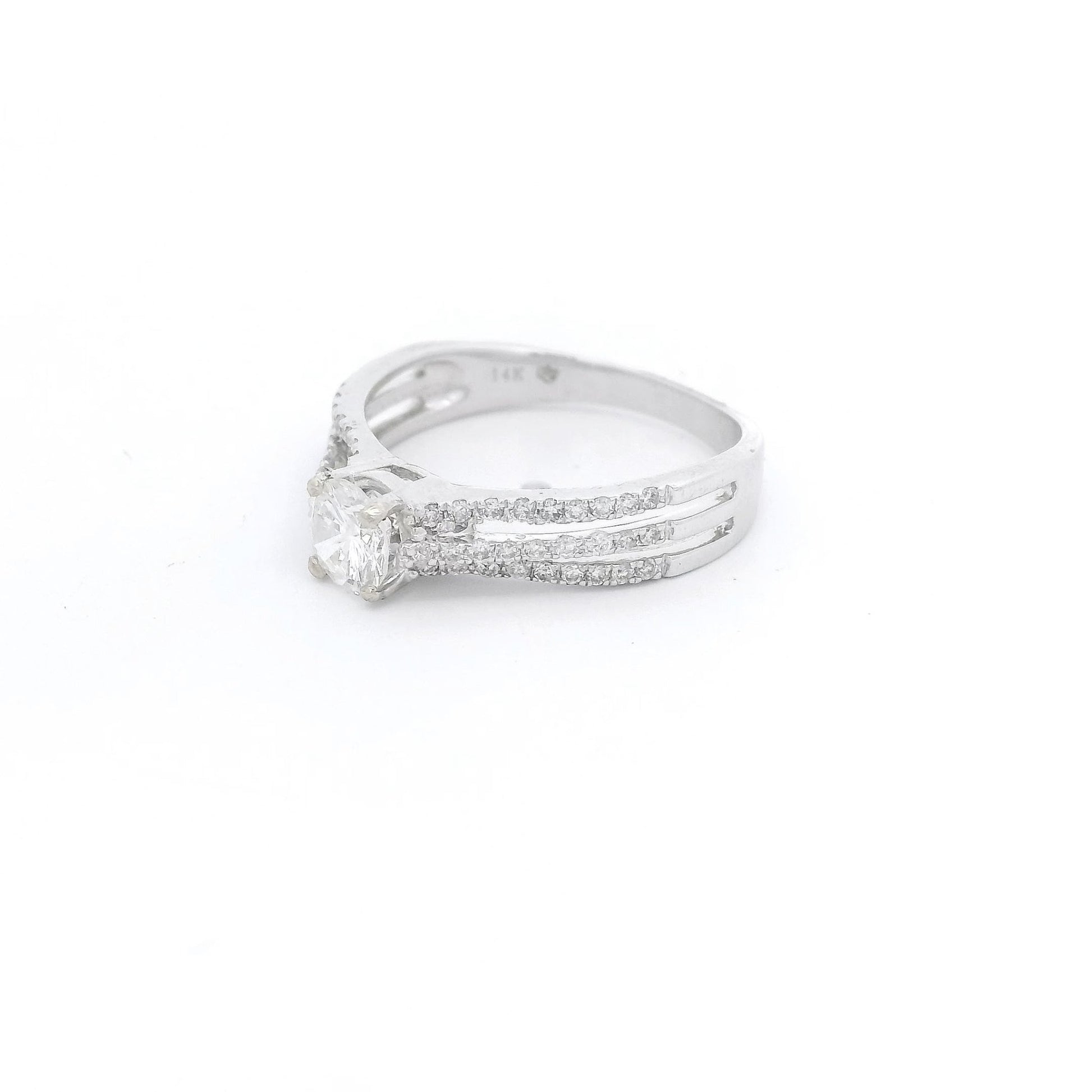 Round Cut Diamond Bridal Ring With Triple Split Shanks & Diamonds - Forever Rox Fine Jewelry