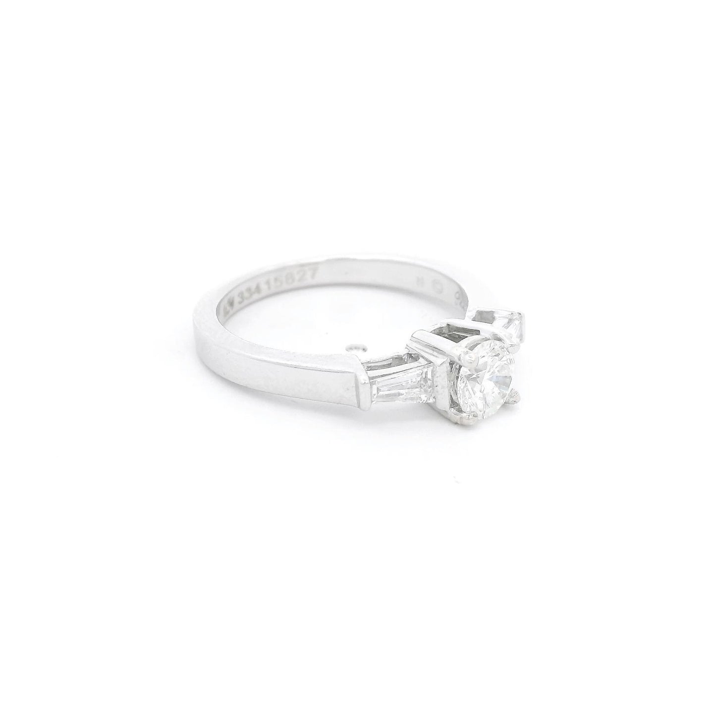 Round Cut Diamond Bridal Ring With Two Graduated Baguettes - Forever Rox Fine Jewelry