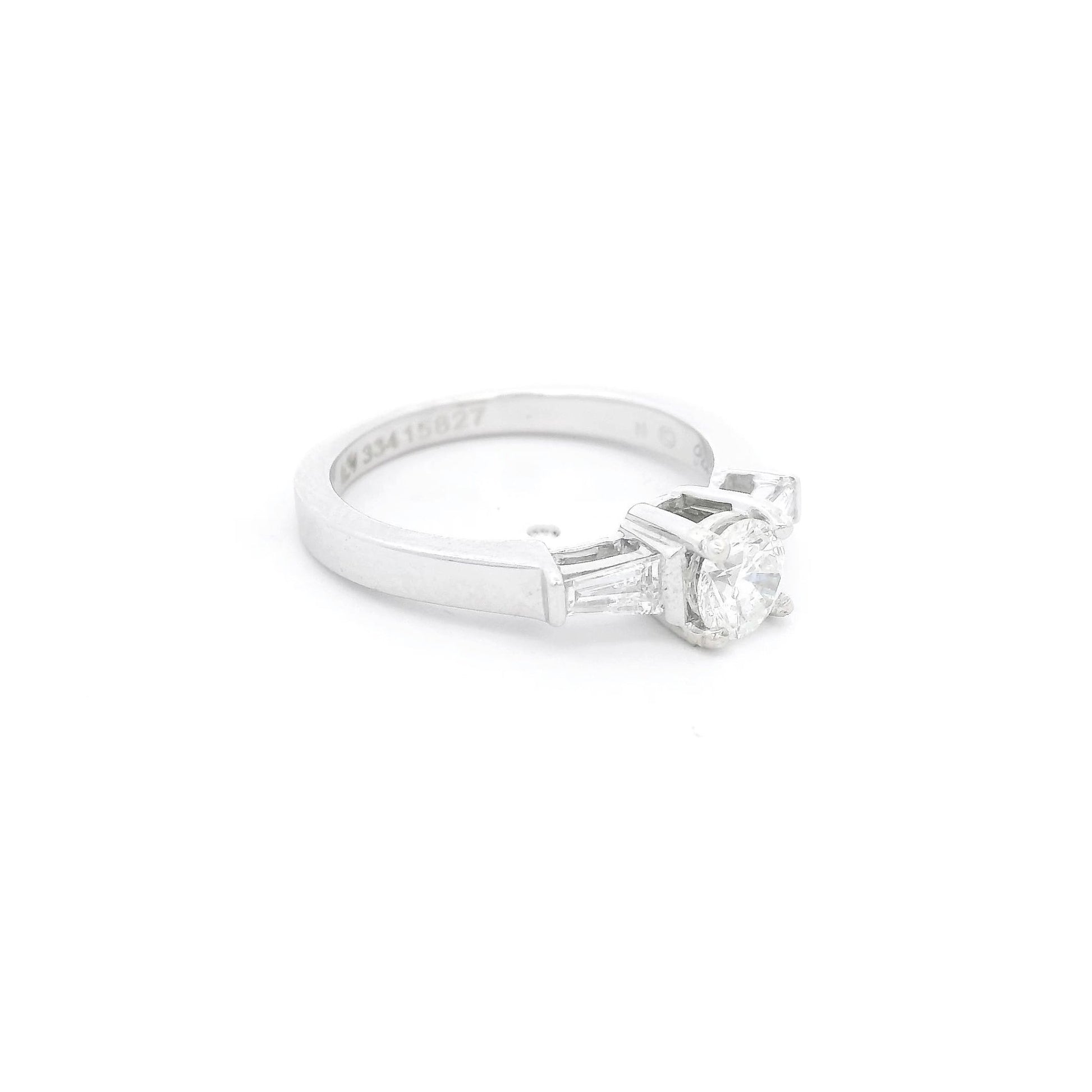 Round Cut Diamond Bridal Ring With Two Graduated Baguettes - Forever Rox Fine Jewelry