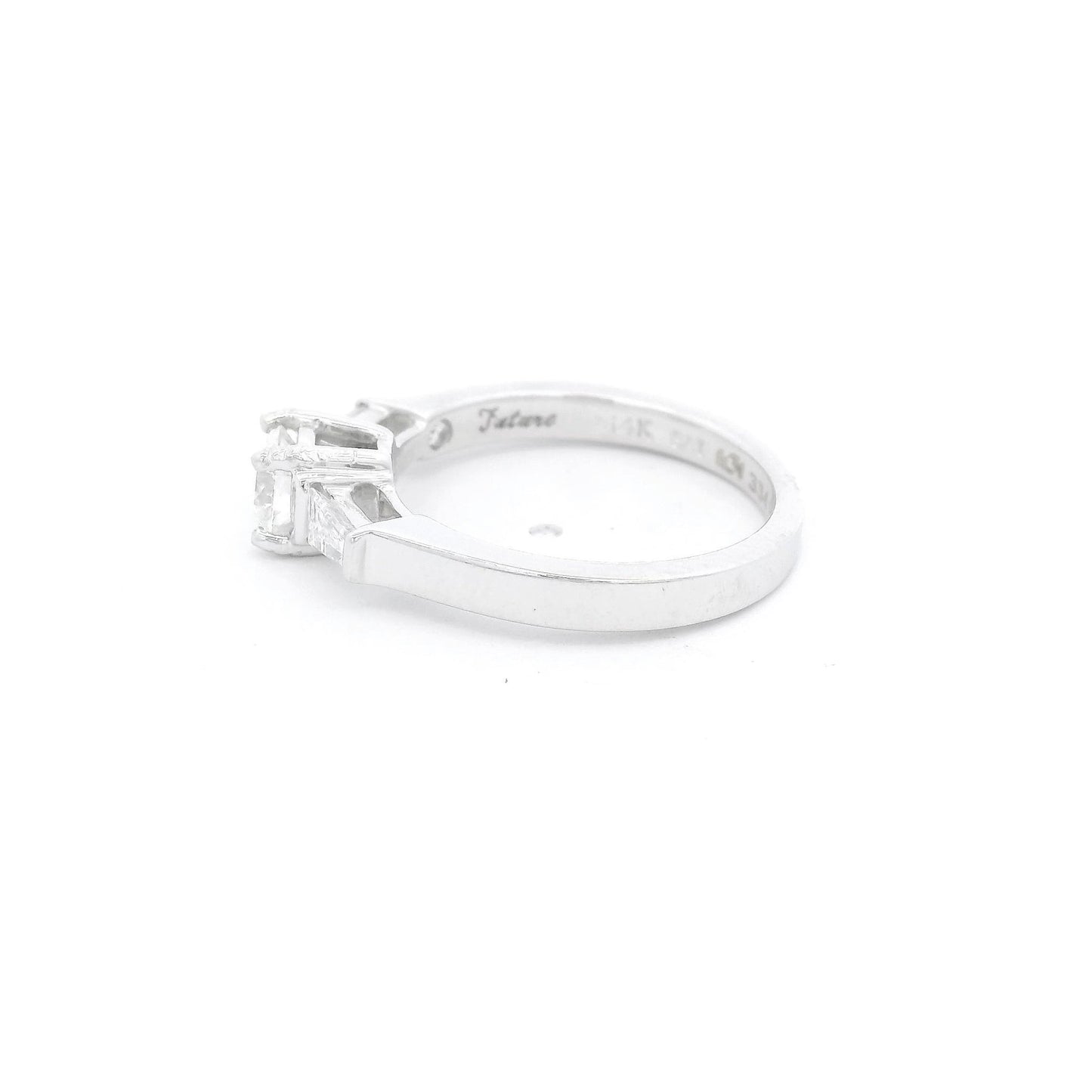 Round Cut Diamond Bridal Ring With Two Graduated Baguettes - Forever Rox Fine Jewelry