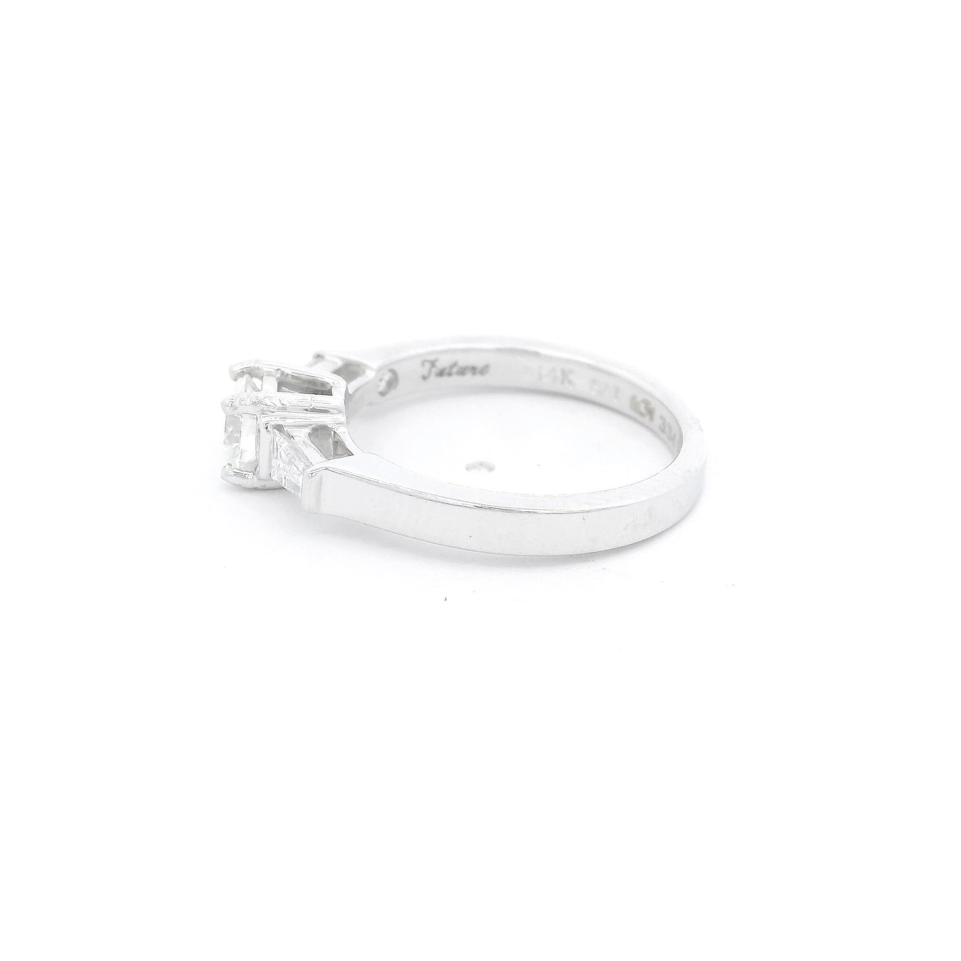 Round Cut Diamond Bridal Ring With Two Graduated Baguettes - Forever Rox Fine Jewelry