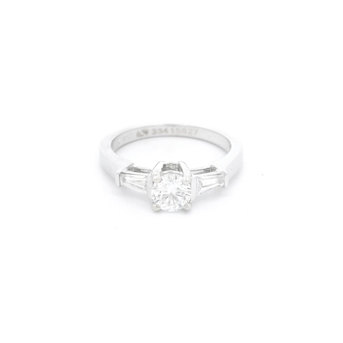 Round Cut Diamond Bridal Ring With Two Graduated Baguettes - Forever Rox Fine Jewelry