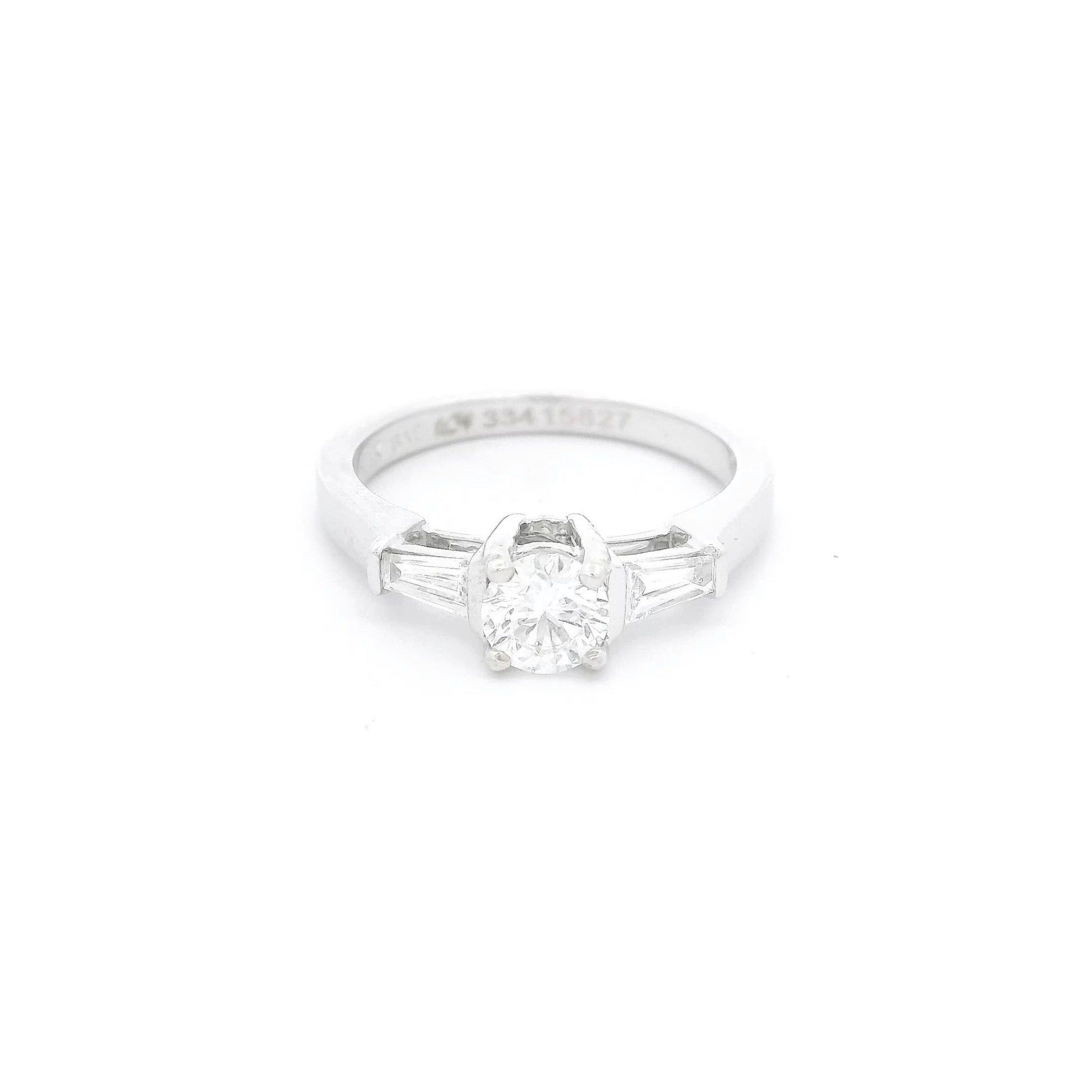 Round Cut Diamond Bridal Ring With Two Graduated Baguettes - Forever Rox Fine Jewelry