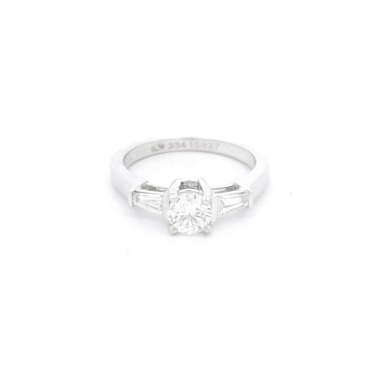 Round Cut Diamond Bridal Ring With Two Graduated Baguettes - Forever Rox Fine Jewelry