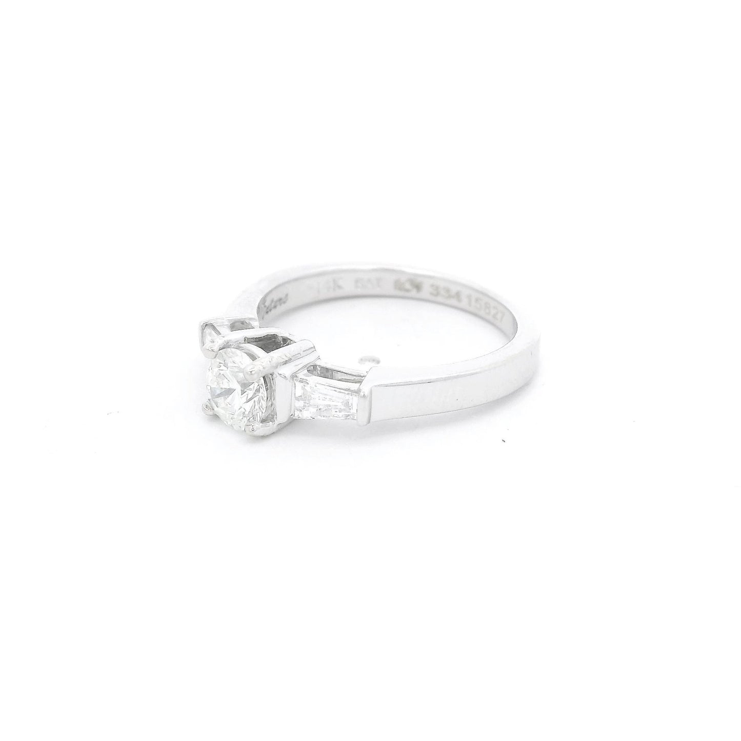 Round Cut Diamond Bridal Ring With Two Graduated Baguettes - Forever Rox Fine Jewelry