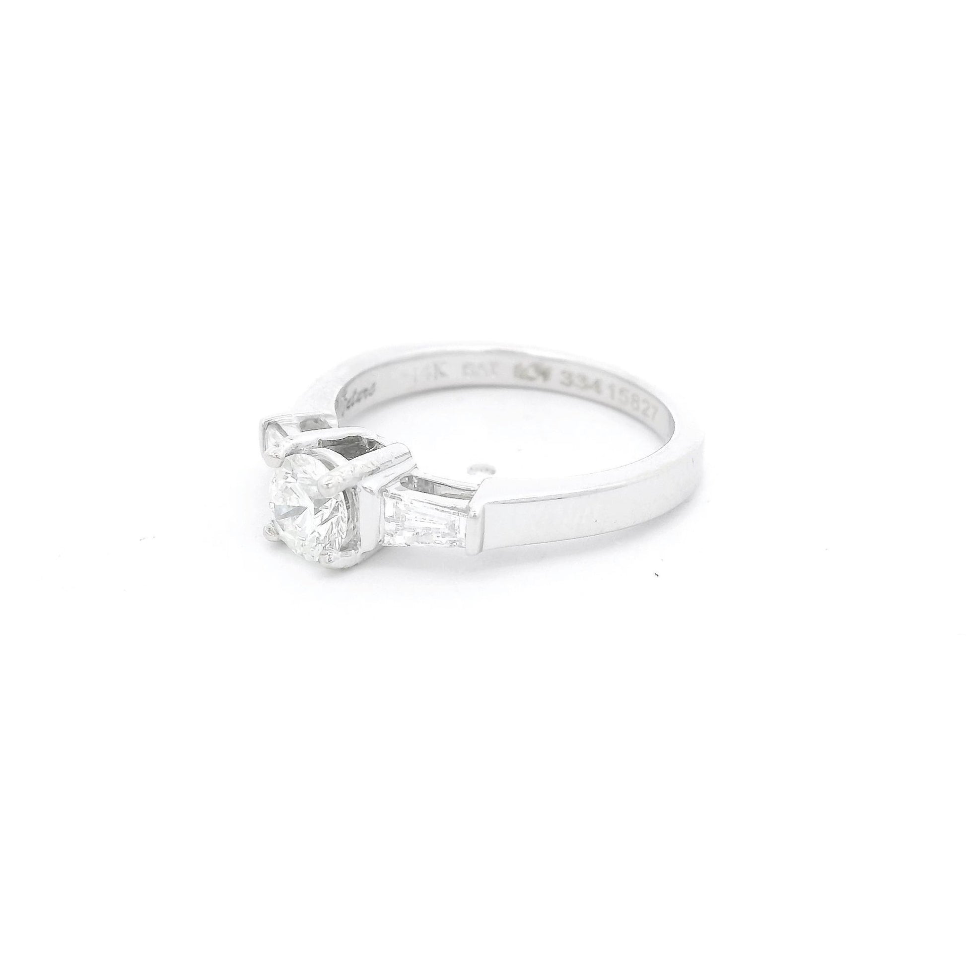 Round Cut Diamond Bridal Ring With Two Graduated Baguettes - Forever Rox Fine Jewelry