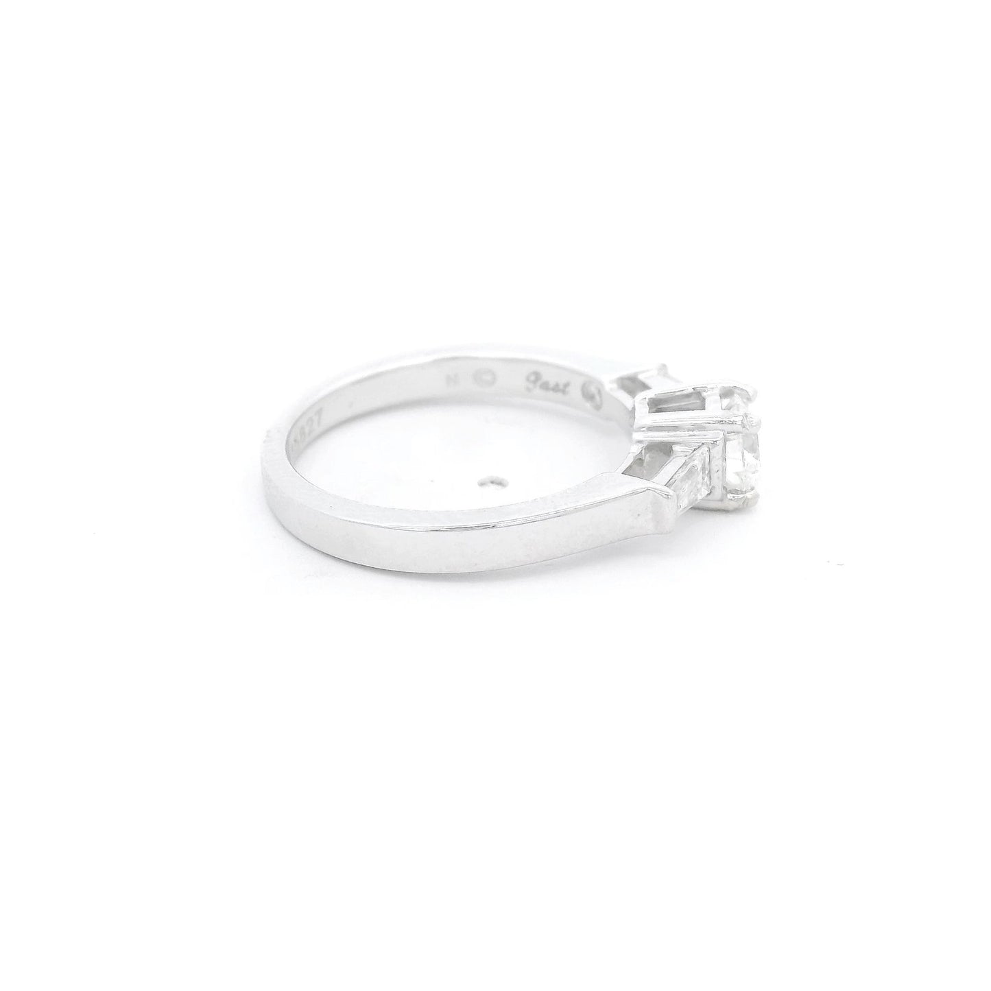 Round Cut Diamond Bridal Ring With Two Graduated Baguettes - Forever Rox Fine Jewelry