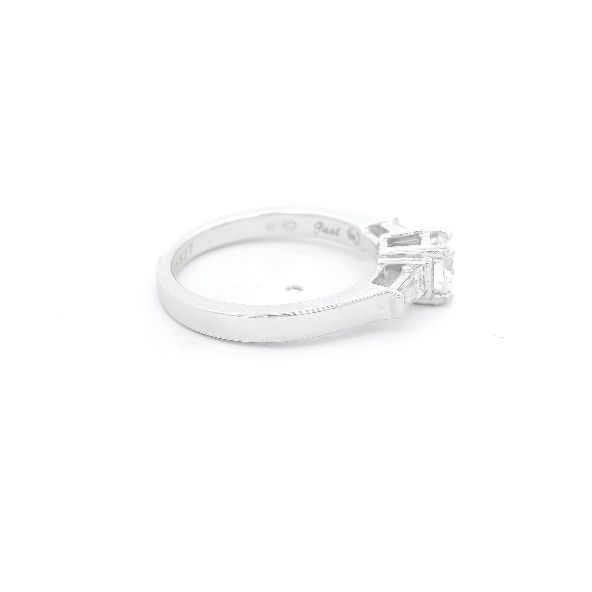 Round Cut Diamond Bridal Ring With Two Graduated Baguettes - Forever Rox Fine Jewelry