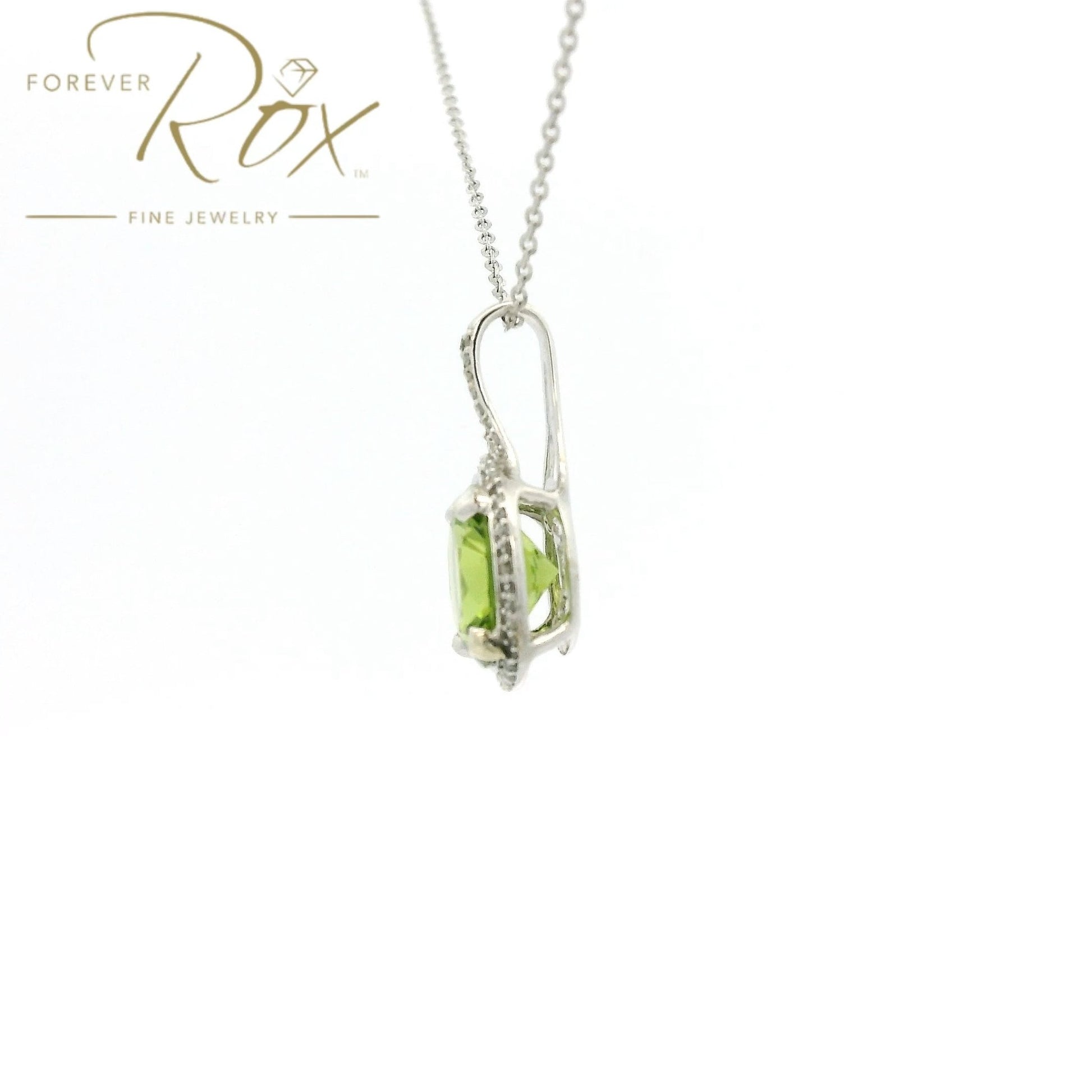 Round Cut Natural Peridot & Diamond Pendant - Forever Rox Fine Jewelry