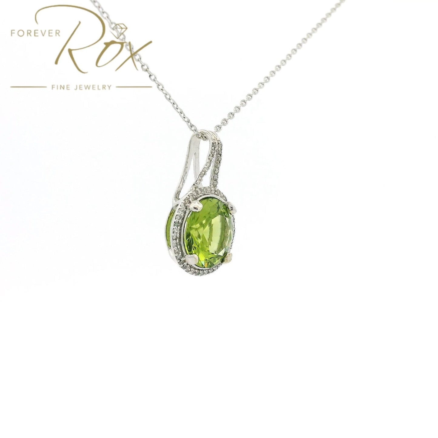 Round Cut Natural Peridot & Diamond Pendant - Forever Rox Fine Jewelry