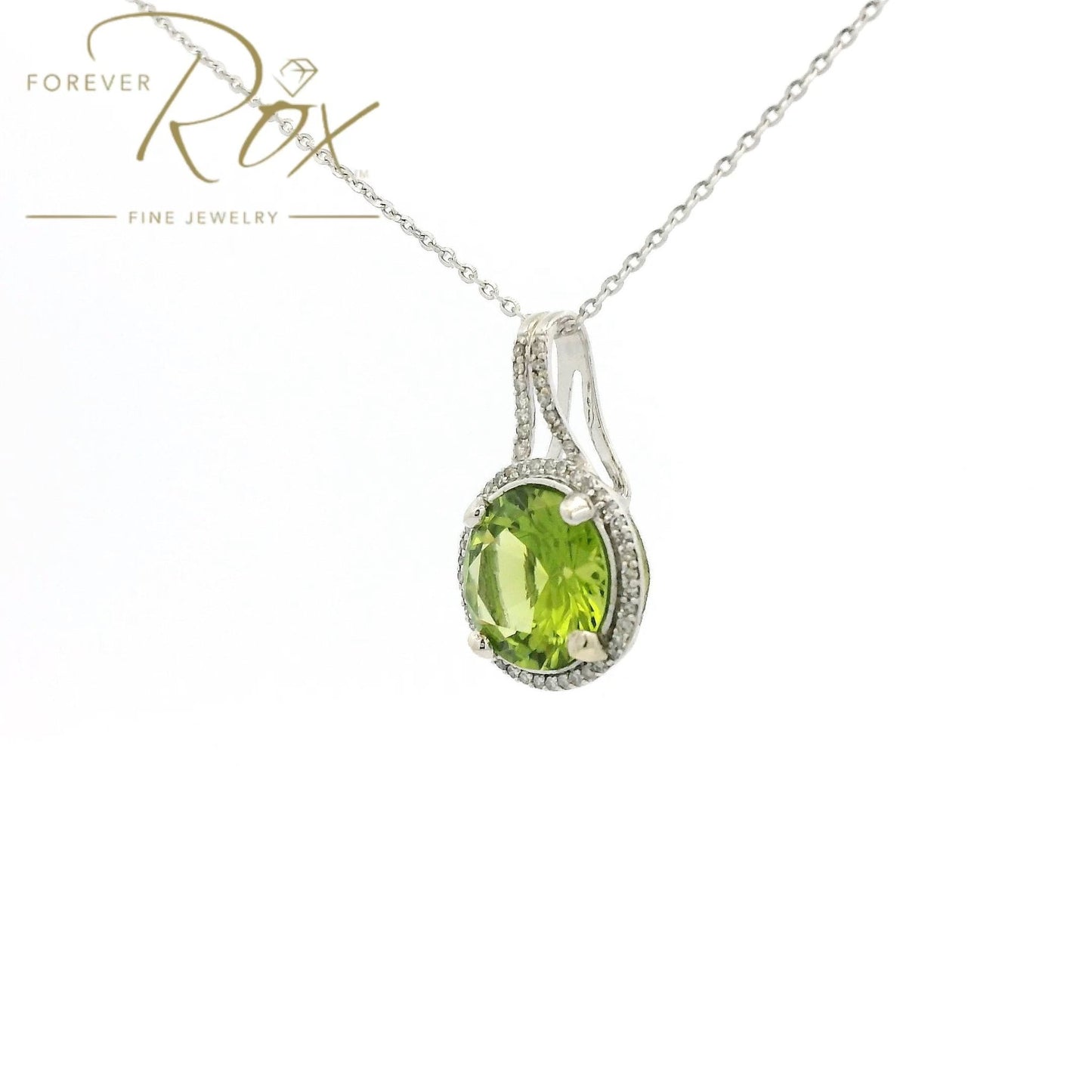 Round Cut Natural Peridot & Diamond Pendant - Forever Rox Fine Jewelry
