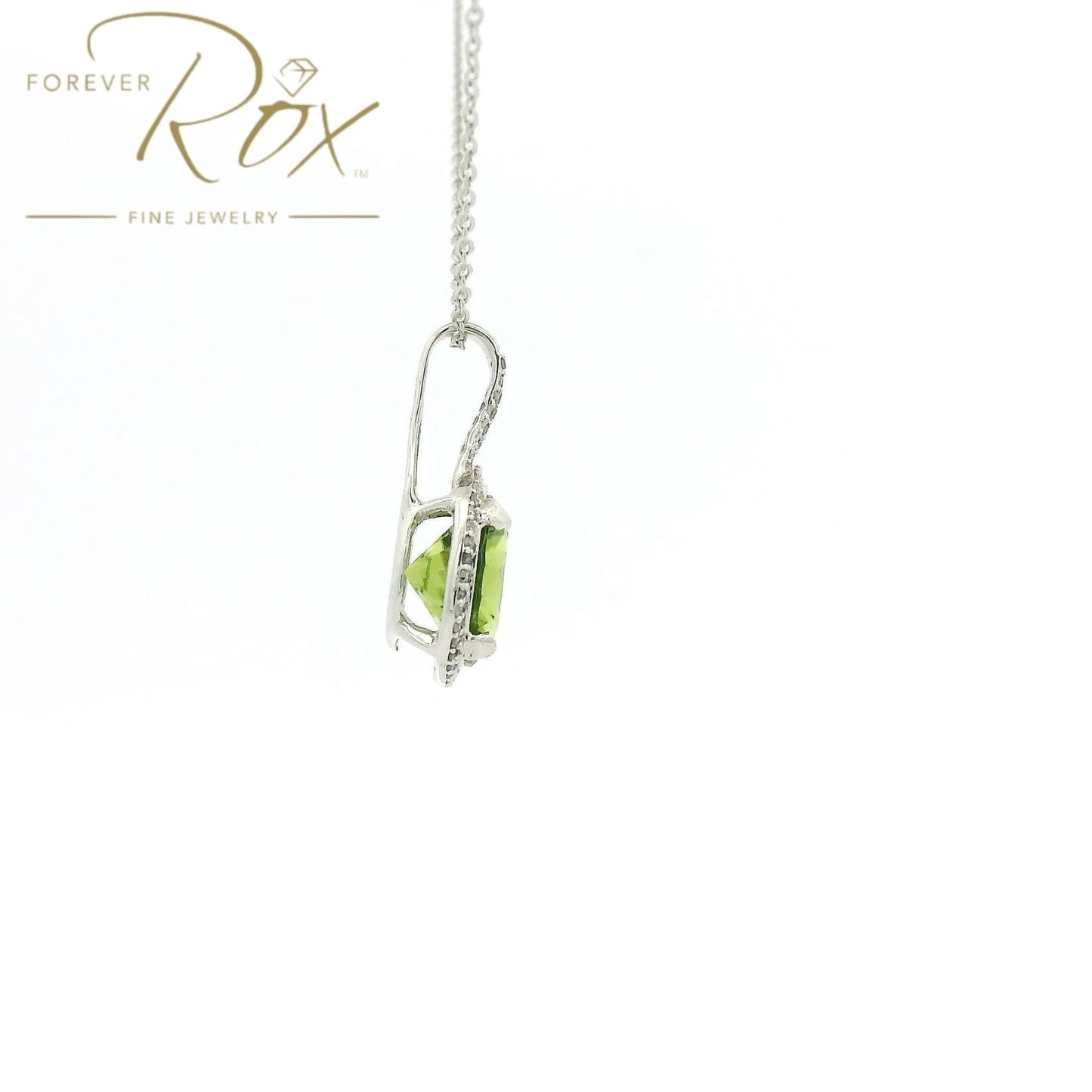 Round Cut Natural Peridot & Diamond Pendant - Forever Rox Fine Jewelry