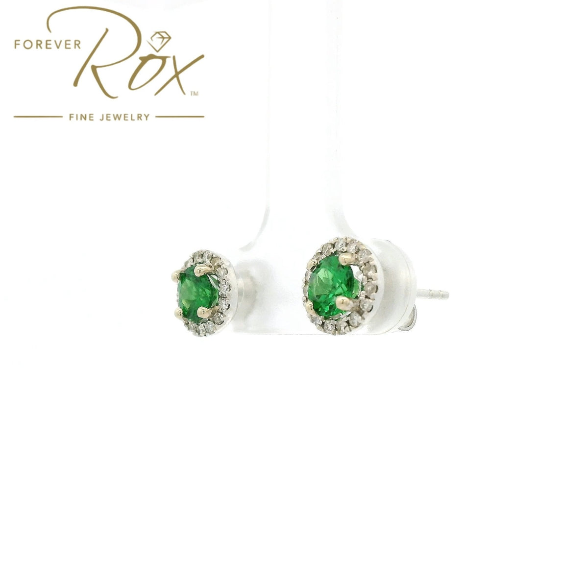 Round Cut Tsavorite Garnet & Diamond Studs - Forever Rox Fine Jewelry