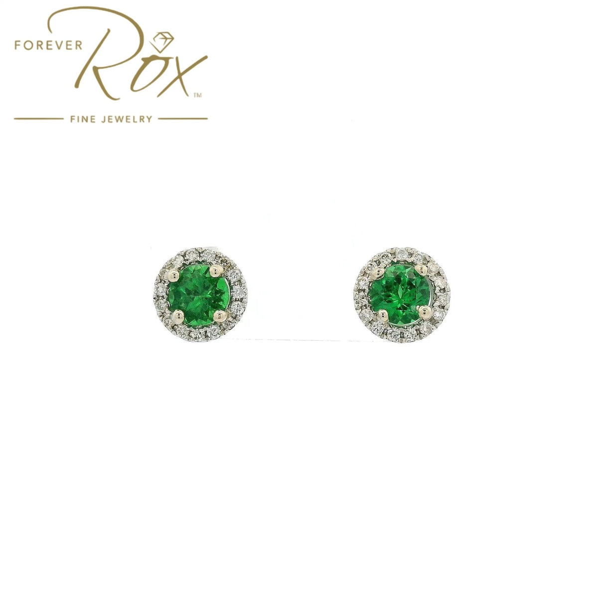 Round Cut Tsavorite Garnet & Diamond Studs - Forever Rox Fine Jewelry