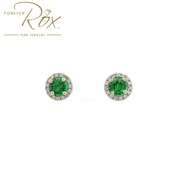 Round Cut Tsavorite Garnet & Diamond Studs - Forever Rox Fine Jewelry