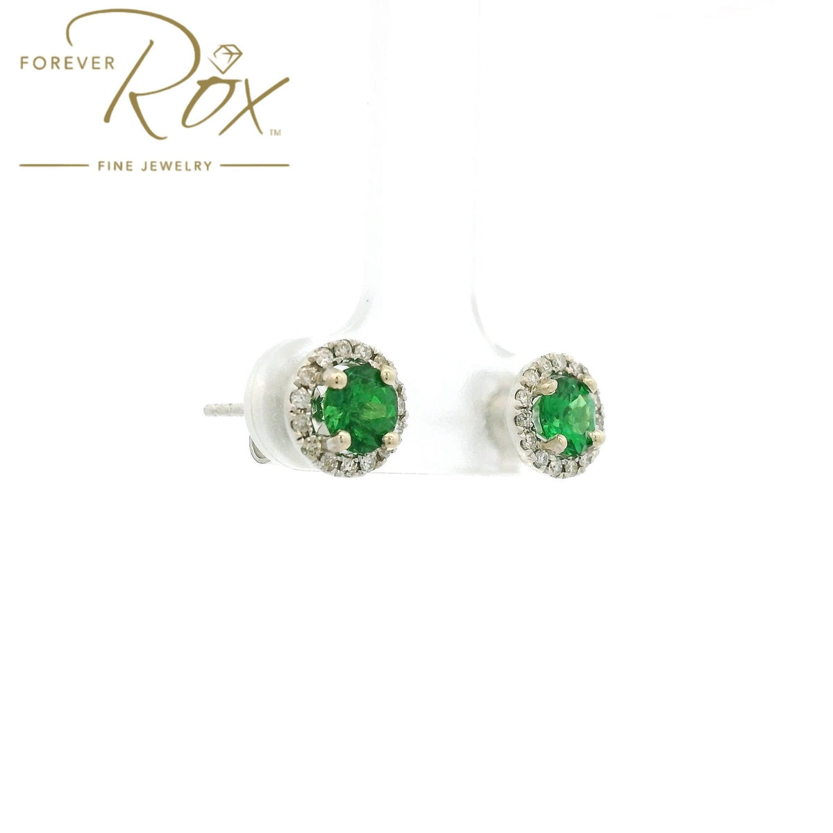 Round Cut Tsavorite Garnet & Diamond Studs - Forever Rox Fine Jewelry