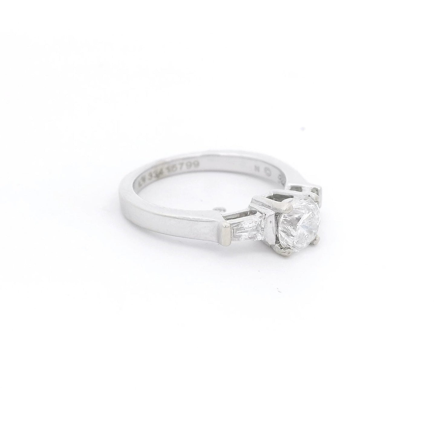 Round Diamond Bridal Ring With Two Tapered Baguette Cut Diamonds - Forever Rox Fine Jewelry