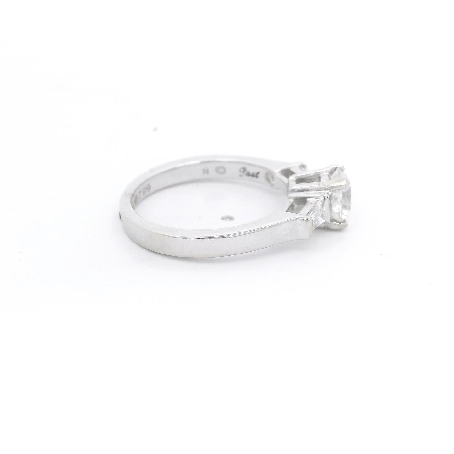 Round Diamond Bridal Ring With Two Tapered Baguette Cut Diamonds - Forever Rox Fine Jewelry