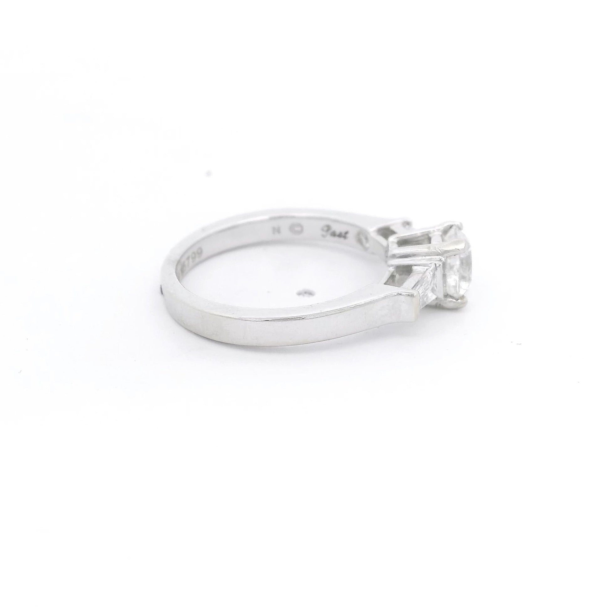 Round Diamond Bridal Ring With Two Tapered Baguette Cut Diamonds - Forever Rox Fine Jewelry
