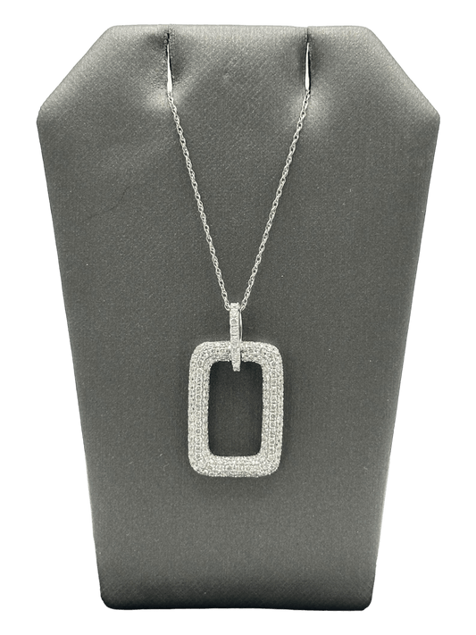 Rounded Rectangle Pavé Set Diamond Pendant With Chain - Forever Rox
