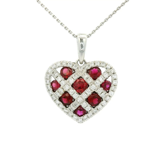 Ruby & Diamond Heart Pendant - Forever Rox