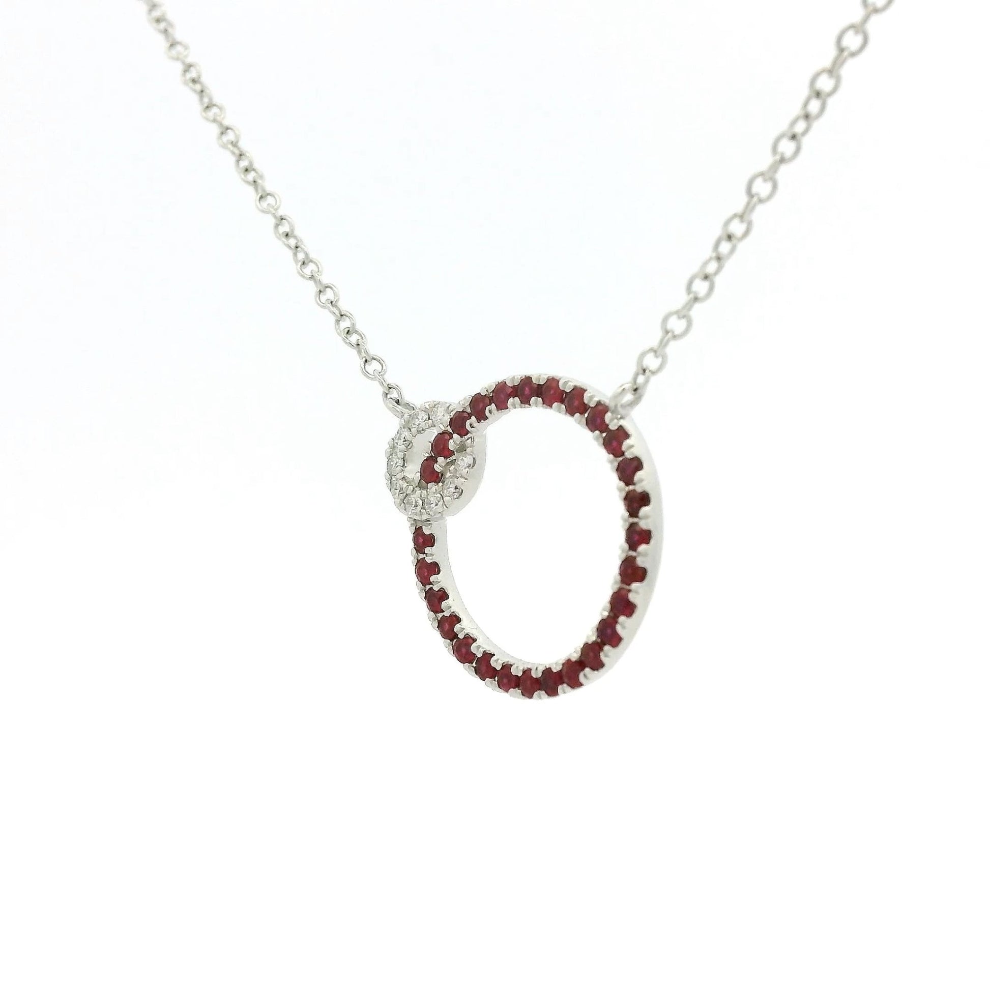 Ruby & Diamond Overlapping Circle Pendant - Forever Rox Fine Jewelry